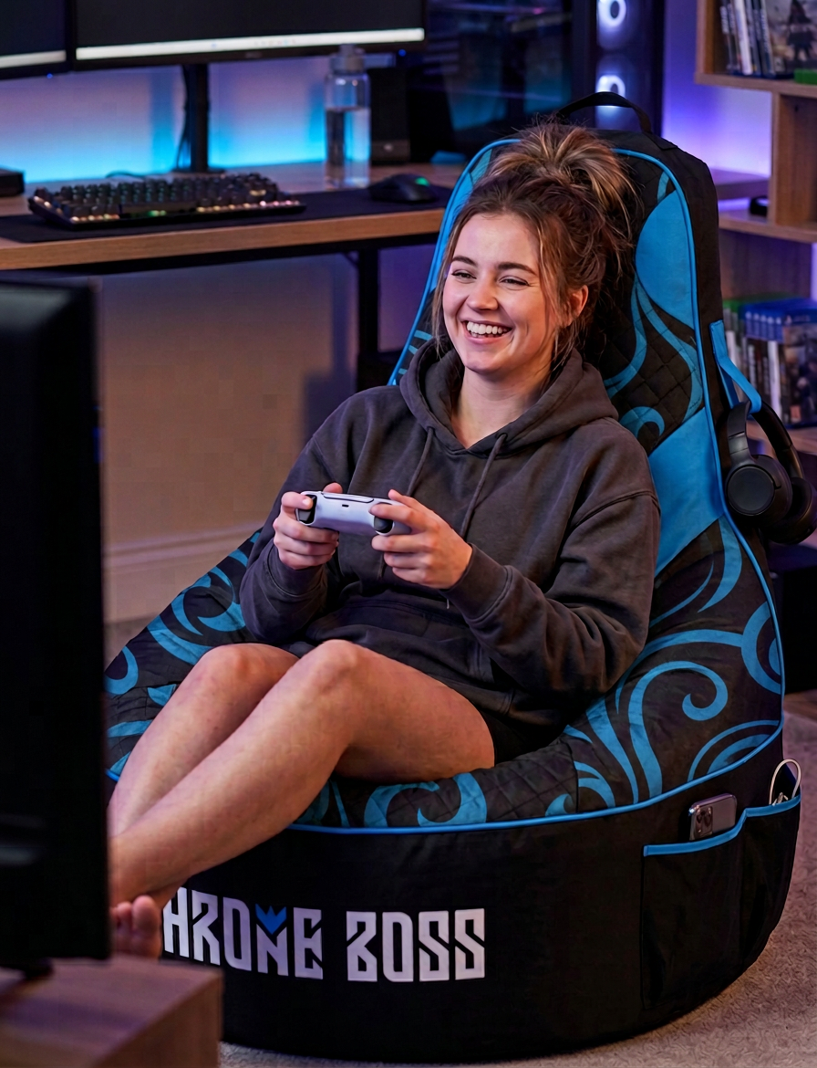 Throne Boss Premium Gaming Bean Bag in a modern living room setting